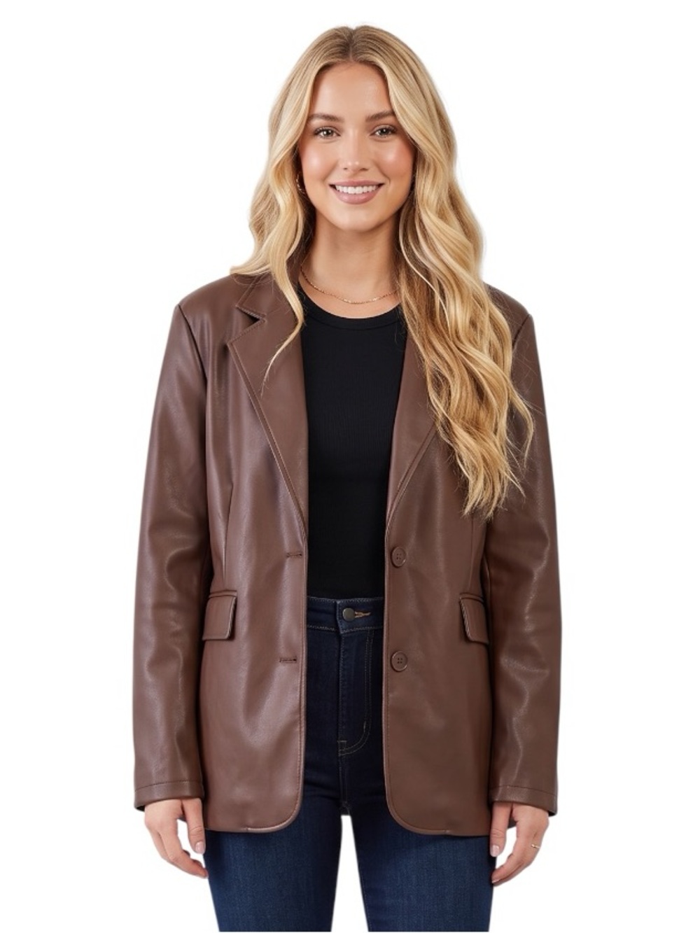 UO Jules Oversized Faux Leather Blazer Jacket